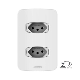 Tomada dupla 10A com placa 4x2 Gracia branca Alumbra