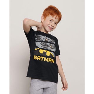 Camiseta Infantil DC Manga Curta Batman Preta