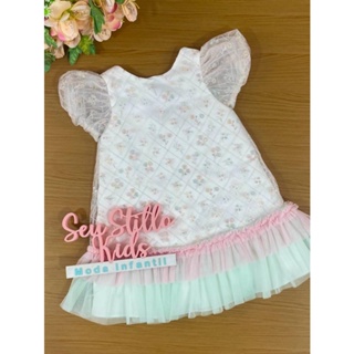 Vestido Infantil Petit Cherie Verão Branco Crochê