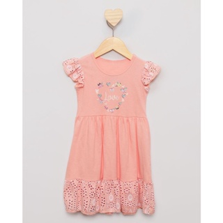 Vestido Bebê Menina Evasê Com Babado Laise Estampado Rosa