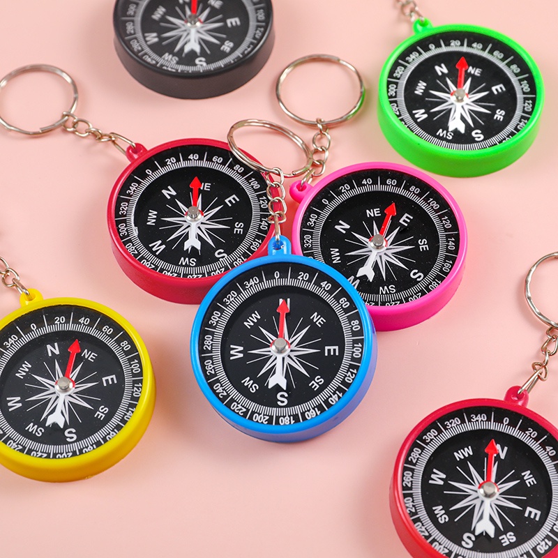 Crianças Mini Outdoor Key Ring Compass Compass Compass Material Escolar ...