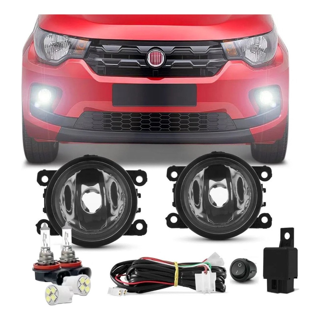 Kit Farol Milha Neblina Auxiliar Mobi 2016 A 2021 Com Lampadas - Faz a Boa!
