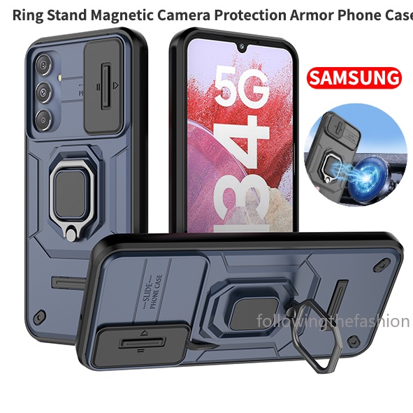 Capa Para Samsung Galaxy A14 4G A24 A34 5G A54 M13 A13 2023 Do Telefone À Prova De Choque Suporte Anel Da Armadura Stent Push Camera Lente De Proteção Total Tampa Traseira Anti Impacto Capinha Phone Case