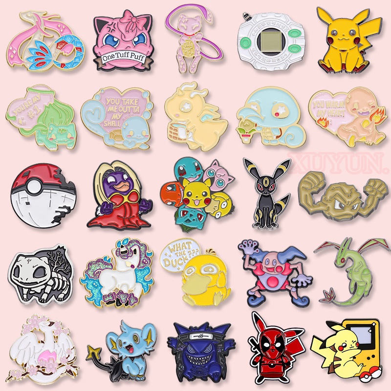 50 Estilos De Anime Game Pok é mon Esmalte Lapela Pins Cartoon Cute Elf Metal Broches Crachás Vestuário Acessórios Jóias Presentes Para Amigos