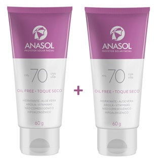 Kit 2 Protetores Solar Facial Anasol FPS 70 Oil Free 60g