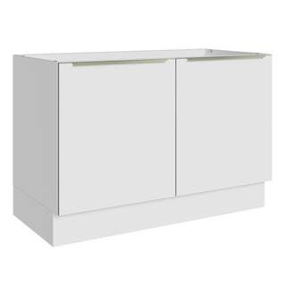 Balcão Gabinete de Pia Madesa Lux 120 cm 2 Portas (Sem Tampo) - Branco/Branco Veludo