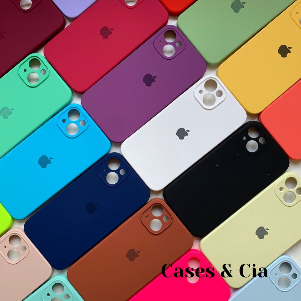 Capinha Para iPhone 14 Câmera Fechada Silicone Aveludada