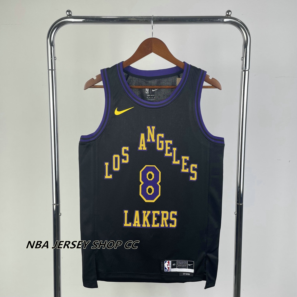 2023-24 Novos Lakers Originais Masculinos # 8 Kobe Bryant Jersey City Edition Preto Swingman HH Prensado A Calor