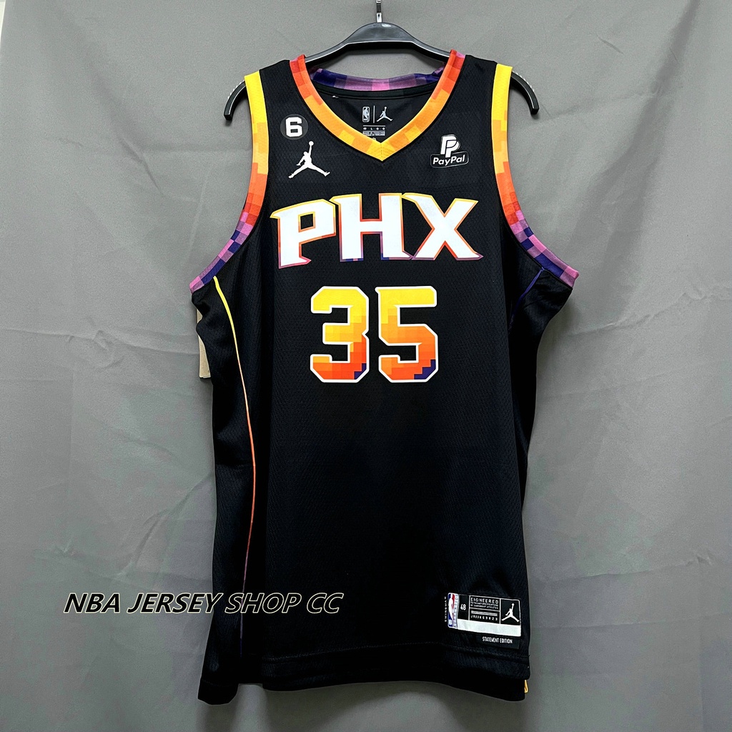 NBA Phoenix Suns # 35 Kevin Durant Statement Edition Preto Jersey Swingman Prensado A Calor
