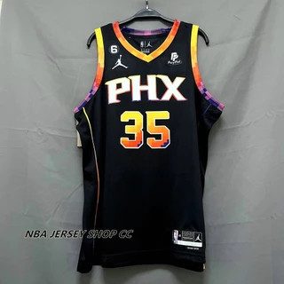 NBA Phoenix Suns # 35 Kevin Durant Statement Edition Preto Jersey Swingman Prensado A Calor