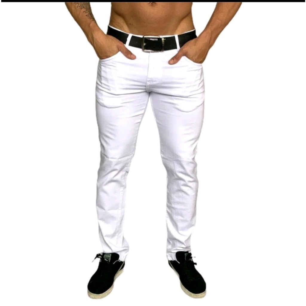 Calça Masculina Brim e sarja Slim Branca off white LANÇAMENTO