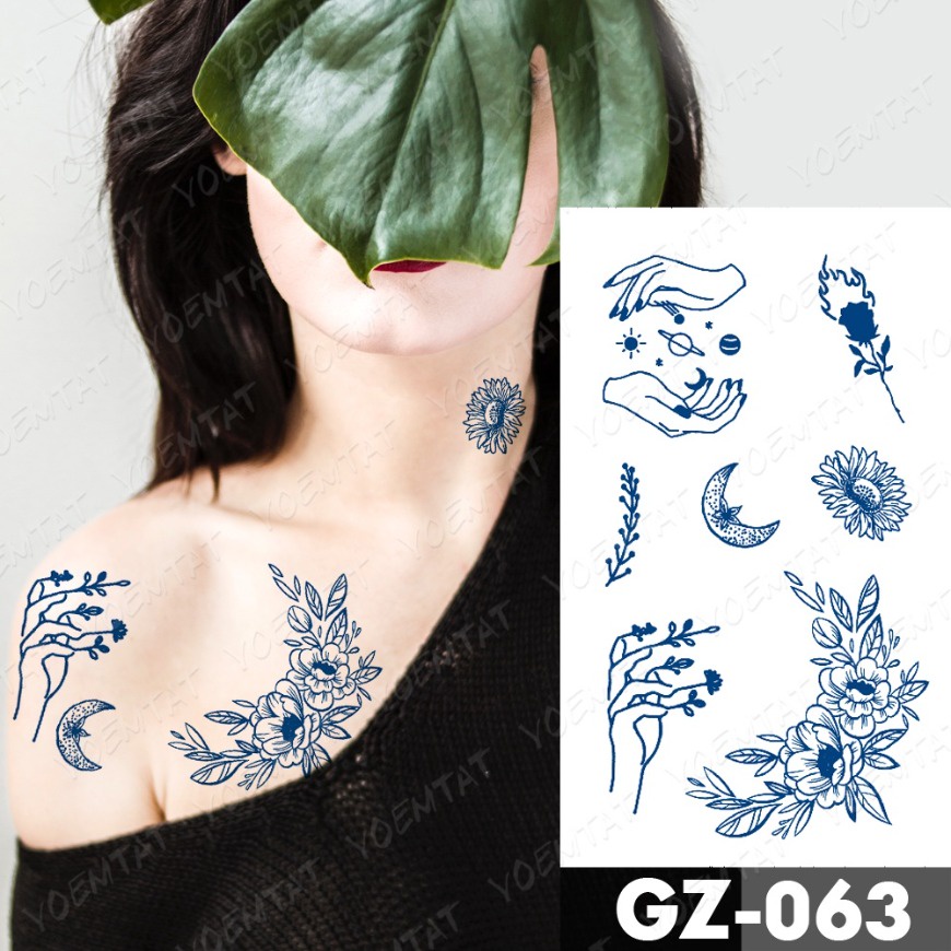 16 Tatuagens Femininas Temporária Para Mãos Removível 21x14cm - BZ-118