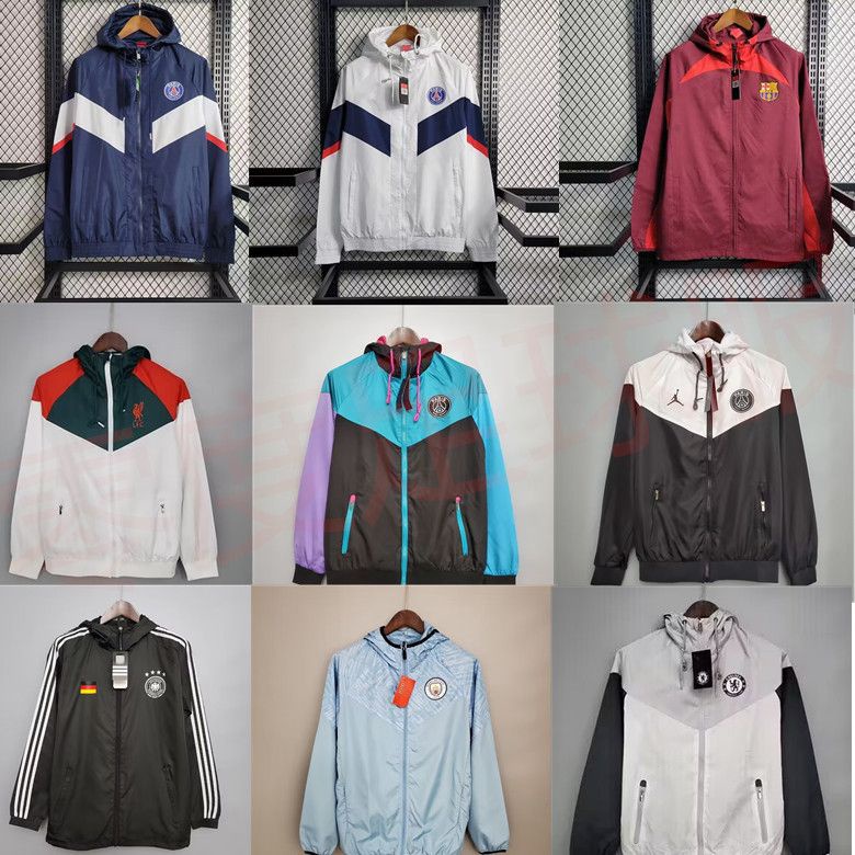 Paris Color-Blocking Windbreaker 22 / 23 Seoul Liverpool Hot Stab Royal Horse Casaco Esportivo de Manga Longa à prova de vento Futebol ao Sol
