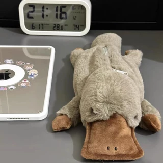 Boneca de ornitorrinco de pelúcia, bolsa de caneta, fofa macia, cura e descompressão, bolsa de papelaria, bolsa de papelaria