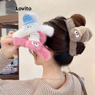Lovito Presilhas De Cabelo De Pelúcia Com Padrão Bonito De Desenho Animado Para Mulheres LFA11325