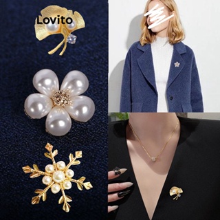 Lovito Broches Elegantes Em Formato De Coração Com Pérolas E Floco De Neve Antirreflexo Para Mulheres LFA11602