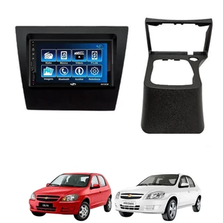 Kit Multimídia Celta Prisma 2006 até 2015 Mp5 2din Bt Usb Fm Leitor SD