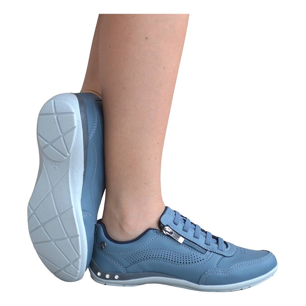 Sapatenis Tênis Casual Feminino Zíper Kolosh C0631b Azul Shopee