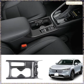 [F M S P] Console Do Centro De Fibra De Carbono Para Carros Porta-Copos De Água Decoração Capa Adesivos Guarnição Honda HRV HR-V Vezel 2021 2022