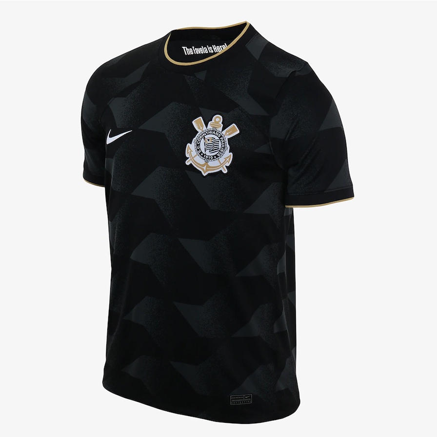 Camisa Nik Corinthians I 2022/23 Torcedor Pro Preta e Dourada Masculina ...