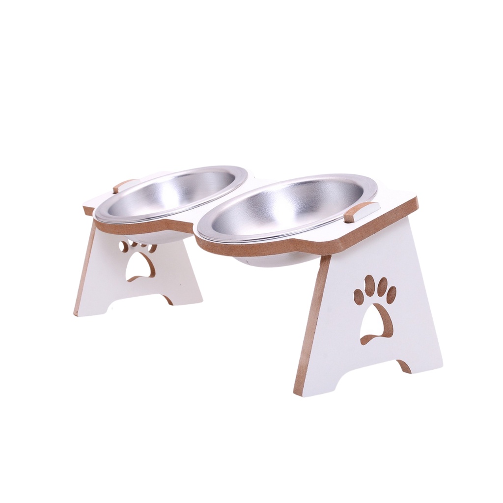 Comedouro Bebedouro Duplo Pet Mdf Elevado Gato