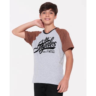 Camiseta Juvenil Los Angeles Listrada Cinza