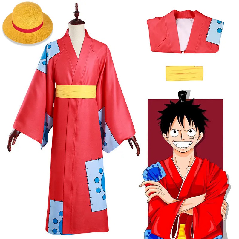 Anime Monkey D Luffy Cosplay Suit Wano País Cosplay Kimono Yukata Roupa ...