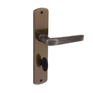 Fechadura para banheiro em aço inox e zamac Abitare Palio 18x6,15cm antique Arouca