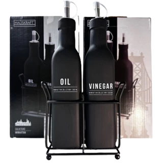 Galheteiro De Vidro Com Bico Dosador Porta Azeite e Vinagre Kit Luxo 2 Peças Modernos