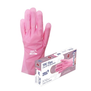 Luva Volk Tpe Flex Rosa P C/100 Unidades