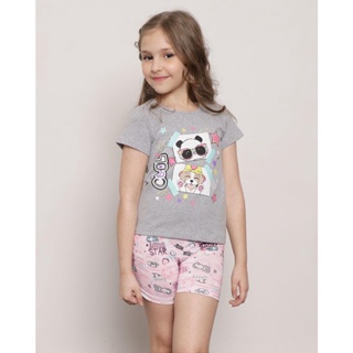 Conjunto Infantil Curto Estampado Cinza