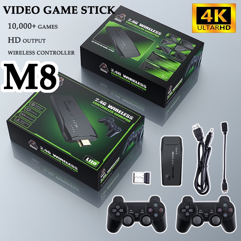New U10 TV Android 7.1 Game Stick With Two 2.4G Wireless Controller 64GB  Retro Video Games Console Gaming Player Game Box - AliExpress