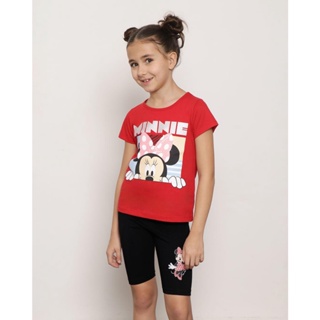 Camiseta Infantil Manga Curta Disney Estampa Minnie Vermelha