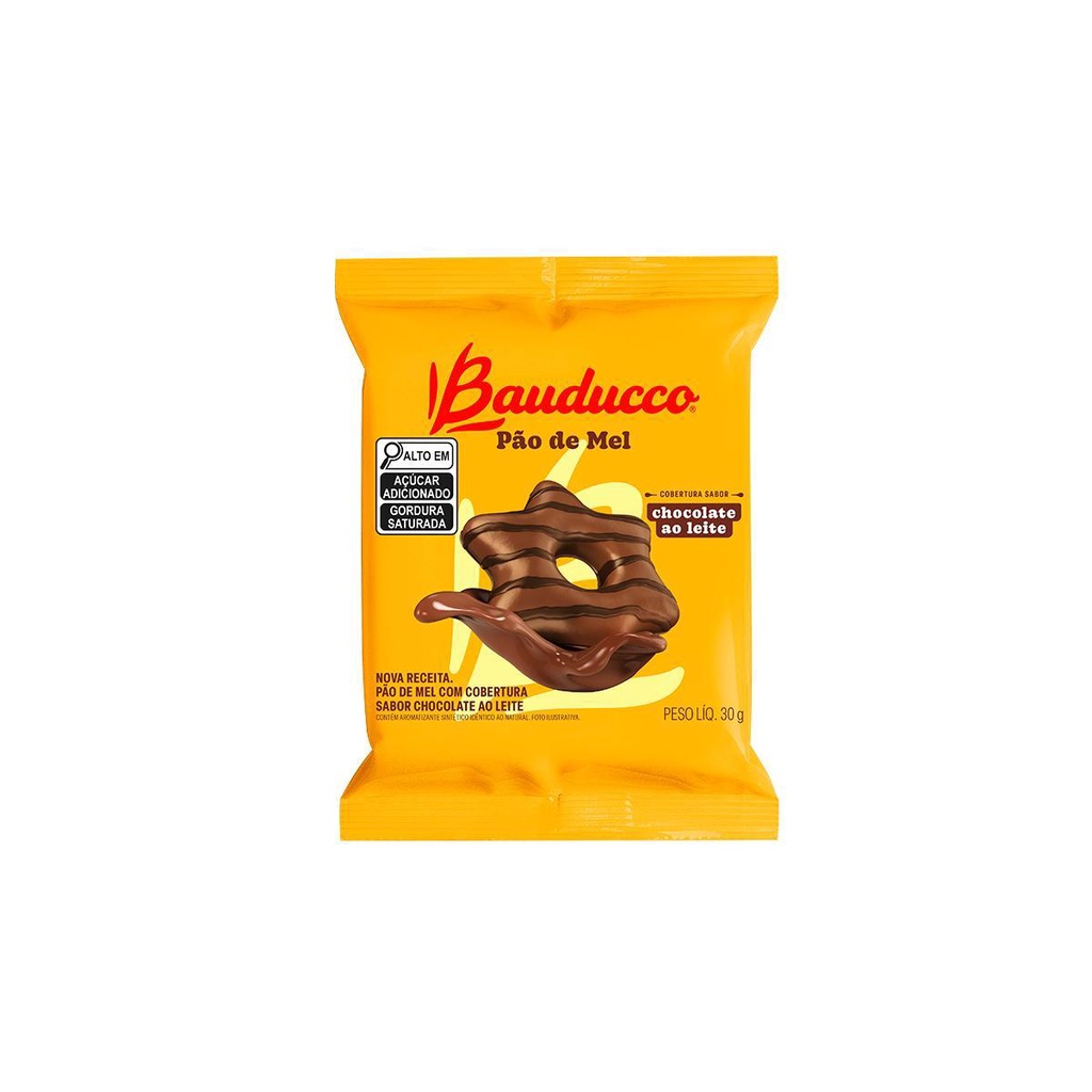 Bolinho de Chocolate sem Recheio Bauducco - Sachê 30g, Caixa com 112 unid.