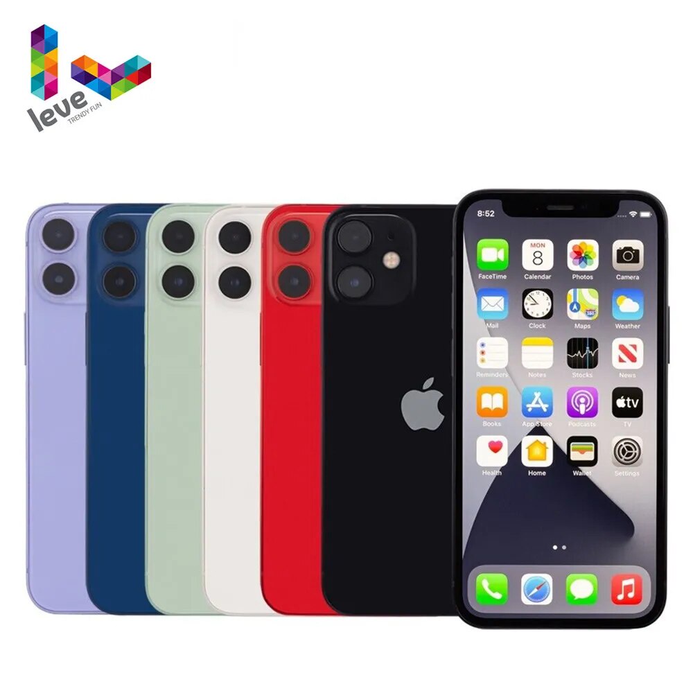 Apple iPhone 12 Mini Celular Destravado 5,4 " 4GB RAM 64/128/256GB ROM Hexa Core A14 IOS 12MP Identificação Facial NFC 5G-GoodLuckGift
