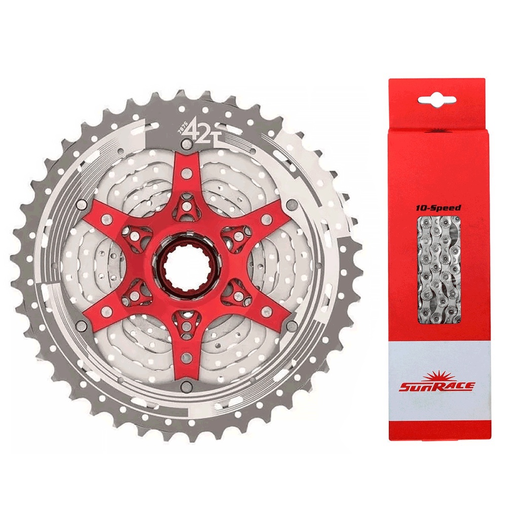 Cassete Bike Sunrace Mx3 10v 11/42 + Corrente Sunrace 10v