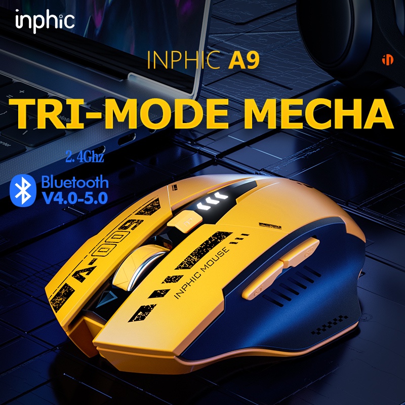 Inphic A9 Rato Bluetooth Recarregável 2.4GHz , Multi-Mode Wireless Mouse 2400DPI & Ergonomia De Botões Silenciosos