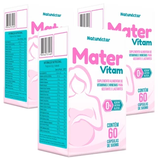 Kit 3 Potes Mater Vitam Suplemento Vitaminas e Minerais Gestante Lactantes Mamãe Natunectar 180 Caps em Oferta na Shopee