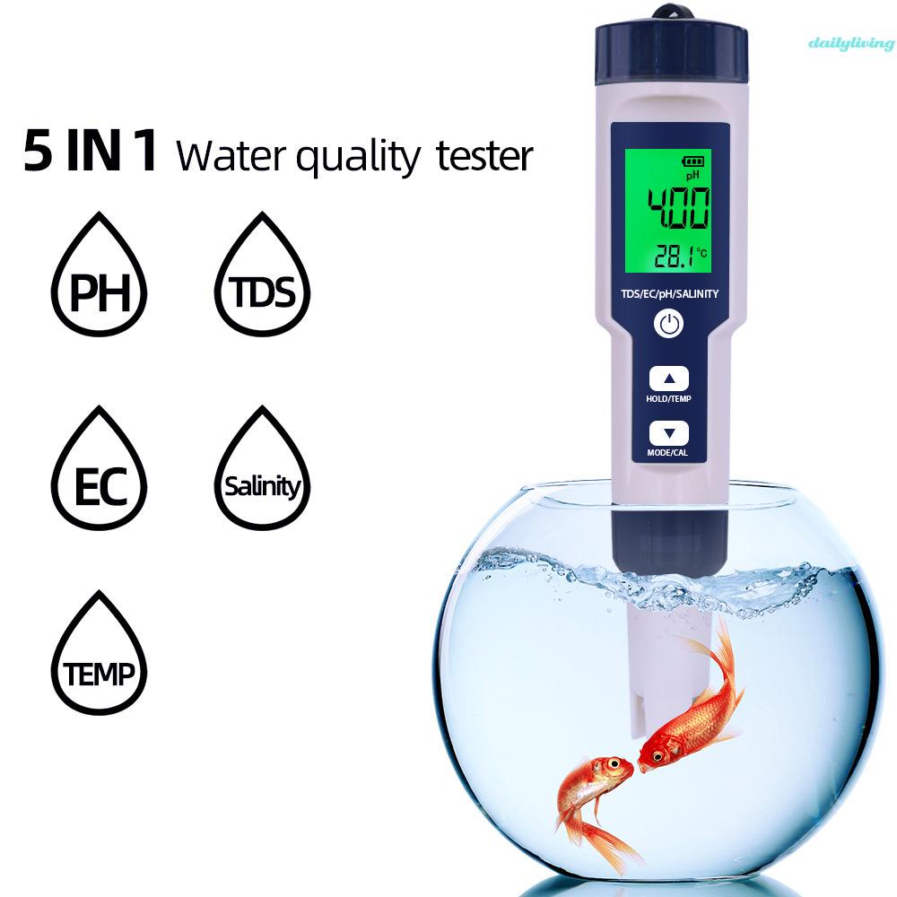 Tester Acqua 4 In 1 PH TDS EC Temperatura – Impermeabile IP67 Con Precisione 0,01 PH Per Piscina, Acquario E Idrocoltura