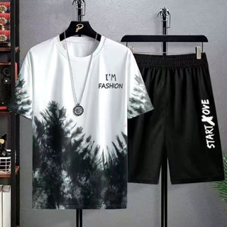 Compra online de Terno esportivo masculino camiseta + shorts