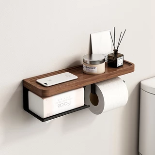 Suporte de papel higiênico de parede de madeira maciça estilo japonês suporte de papel higiênico suporte de banheiro