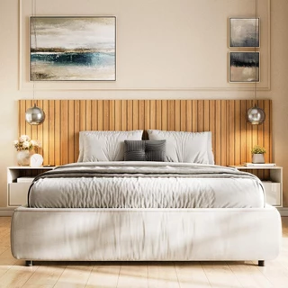 Cabeceira Para Cama Box Efeito Ripado Cross Casal 144,70x60cm Movelove