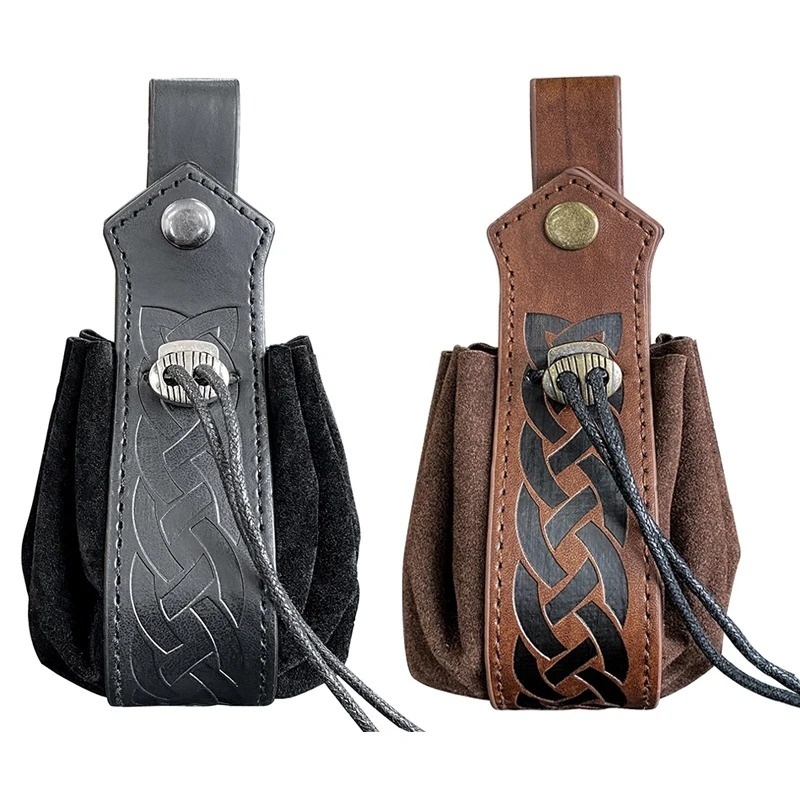 Bolsa de Dados Medieval em Couro - RPG