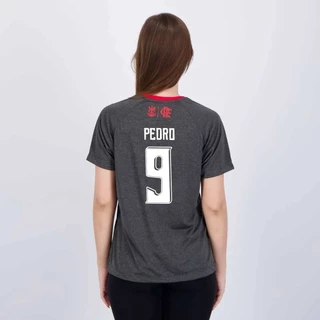 Camisa Flamengo Pedro 9 Var Feminina Cinza