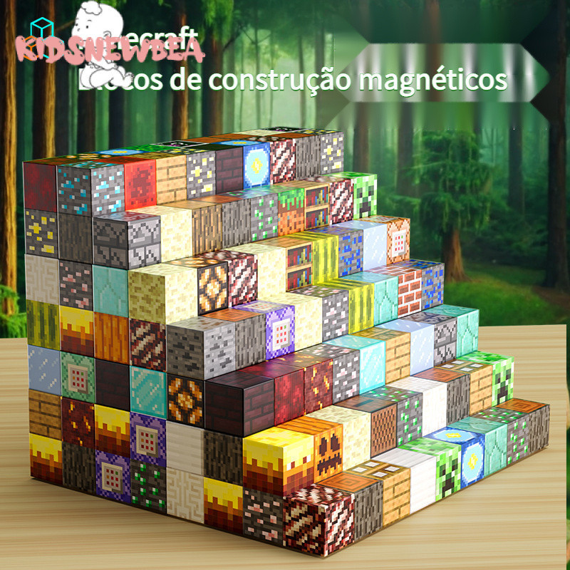 kidsnewbea [62 + 3] Bloco Magnético Minecraft + Conjunto De Minifiguras ...