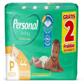 Fralda Descartável Personal Soft & Protect Mega Tamanho P - 9 Pacotes com 44 Fraldas - Total 396 Tiras