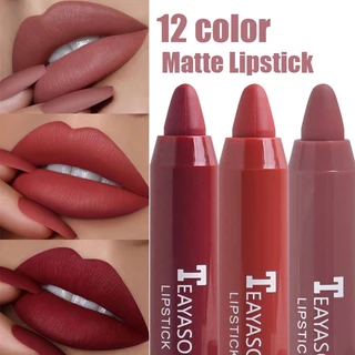 12 Cores Batom Mate Sexy À Prova D'água Lápis De Veludo Antiaderente Maquiagem Mulher Cosméticos