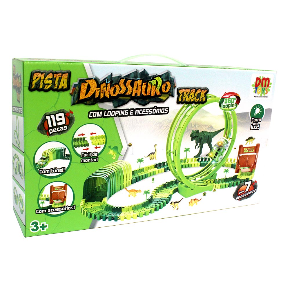 Pista Dino Dinossauro Track Car Infantil Radical Carro 252 peças T