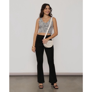 Calça Feminina Flare Texturizada Preta