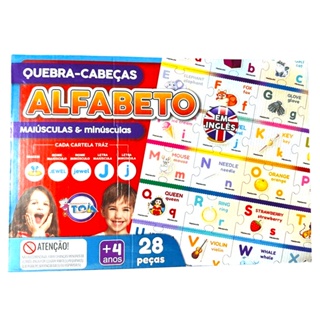 Jogo Quebra Cabeça Com Palavras em Inglês Soletrar Alfabeto - Maiusculas e Minusculas - Toia